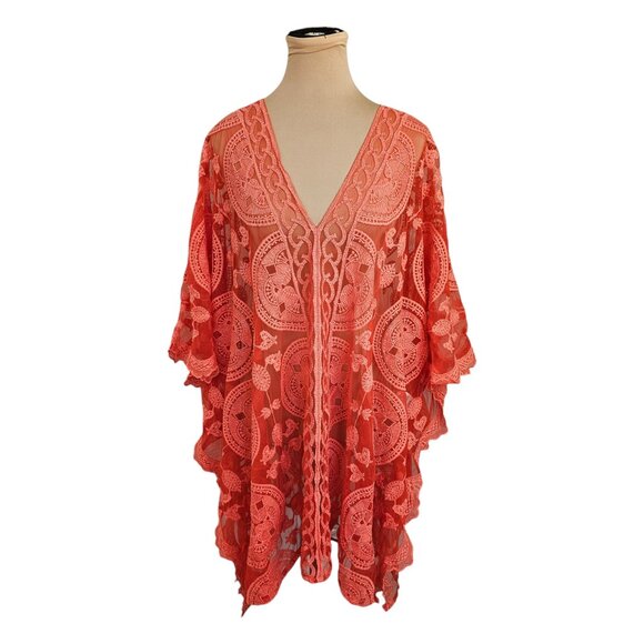 Sol & Sea Orange Lace Beach Coverup Sz L / XL - Picture 1 of 9